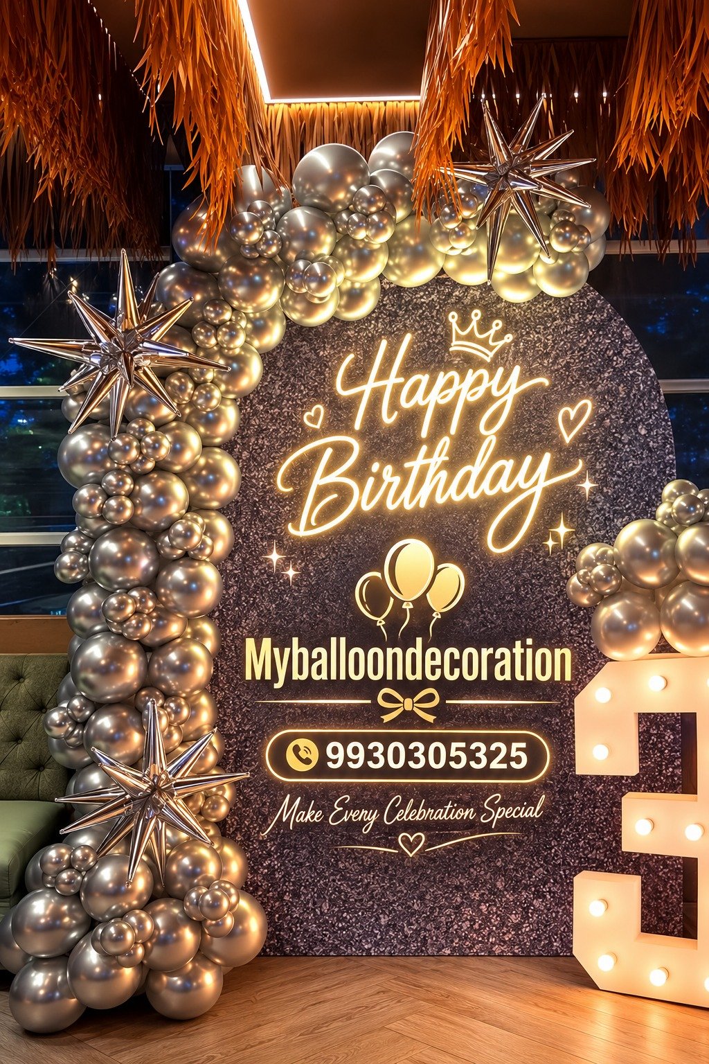 50th birthday penguin theme balloon decoration Mumbai